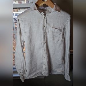 M Linen Blend C&A long sleeve button-down shirt.